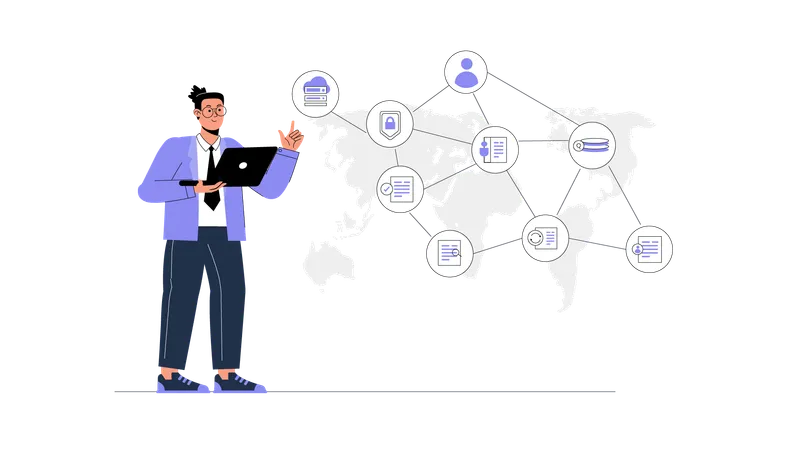 Businessman showing Data Security  Illustration