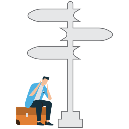 Businessman showing Decision-Making at Critical Points  Illustration