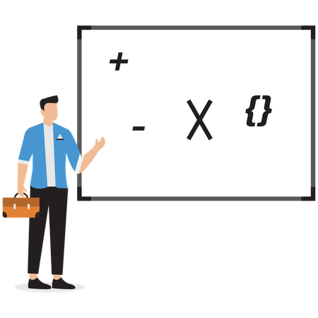 Businessman showing different math symbols  Illustration