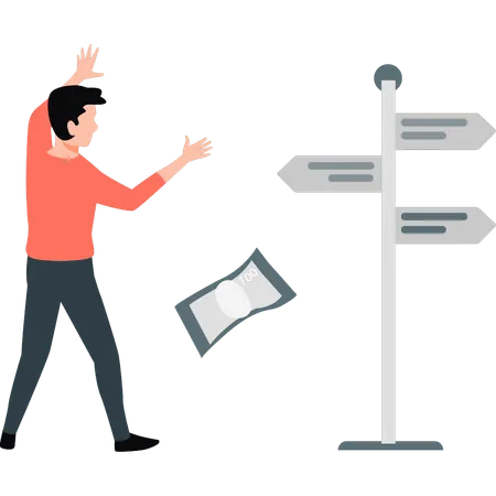 Businessman showing direction board  Illustration