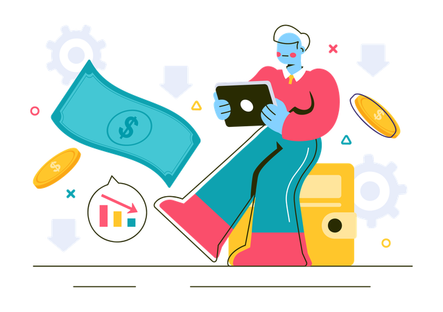 Businessman showing Economic Recession Effects  Illustration