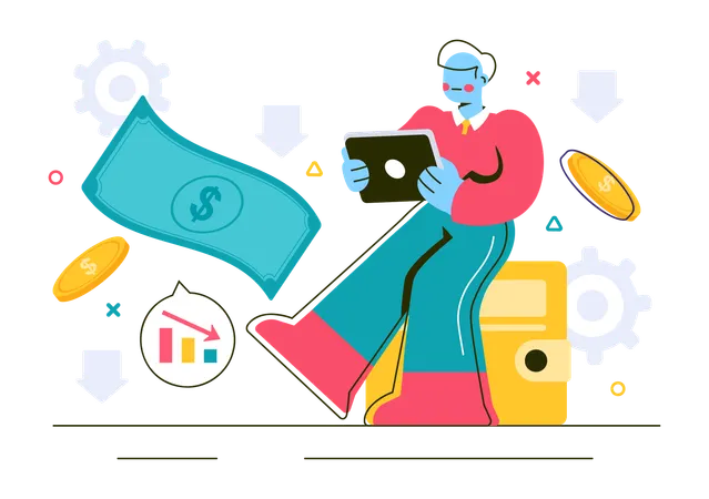 Businessman showing Economic Recession Effects  Illustration