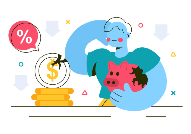 Businessman showing Economic Recession Effects  Illustration