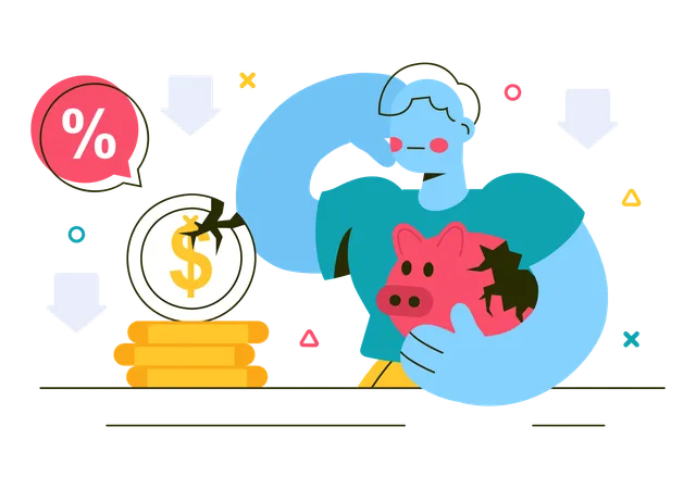 Businessman showing Economic Recession Effects  Illustration