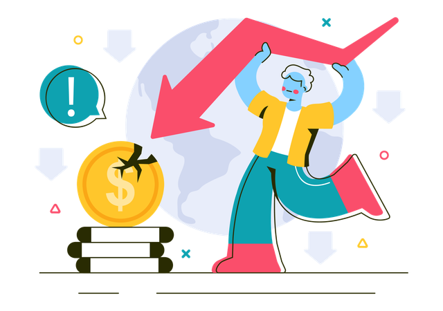 Businessman showing Economic Recession Effects  Illustration