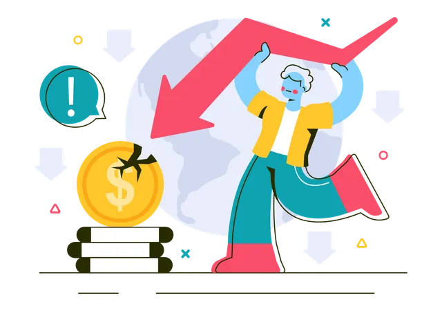 Businessman showing Economic Recession Effects  Illustration