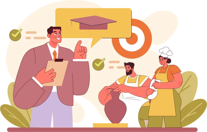 Businessman showing education degree  Illustration