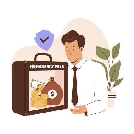 Businessman showing Emergency fund  Illustration