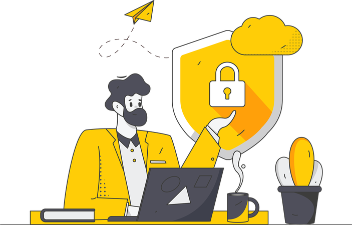 Businessman showing employee security  Illustration