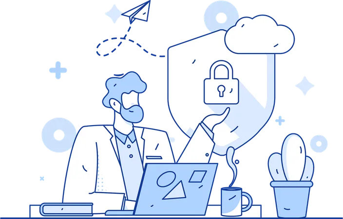 Businessman showing employee security  Illustration