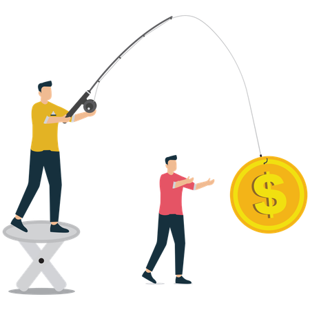 Businessman showing false incentive  Illustration