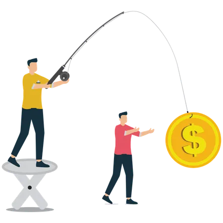 Businessman showing false incentive  Illustration