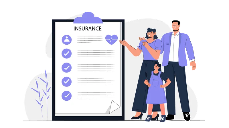 Businessman showing family insurance policy  Illustration