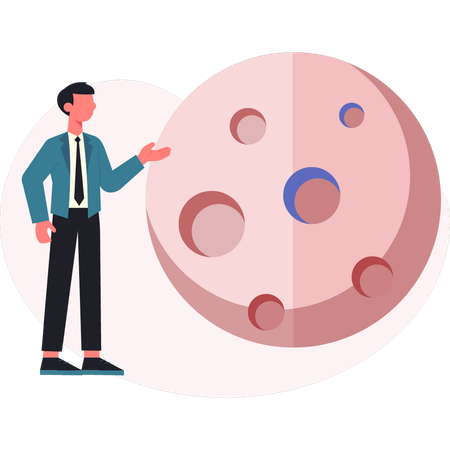 Businessman showing fat cell planet  Illustration