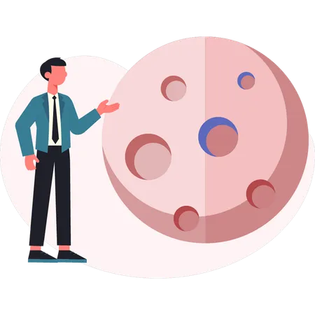 Businessman showing fat cell planet  Illustration