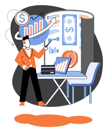 Businessman showing fianncial growth  Illustration