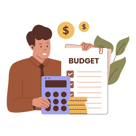 Businessman showing Financial budget planning  Illustration