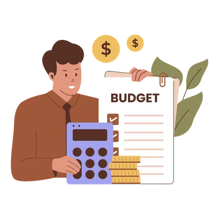 Businessman showing Financial budget planning  Illustration