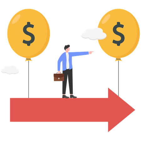 Businessman showing financial decision  Illustration