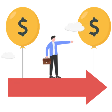 Businessman showing financial decision  Illustration