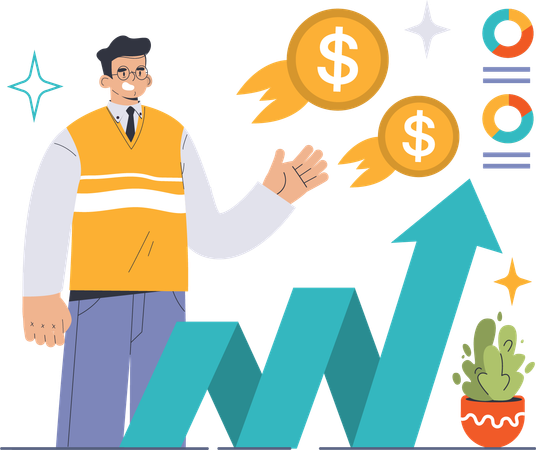 Businessman showing financial growth  Illustration