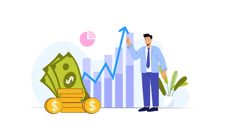 Businessman showing financial growth  Illustration