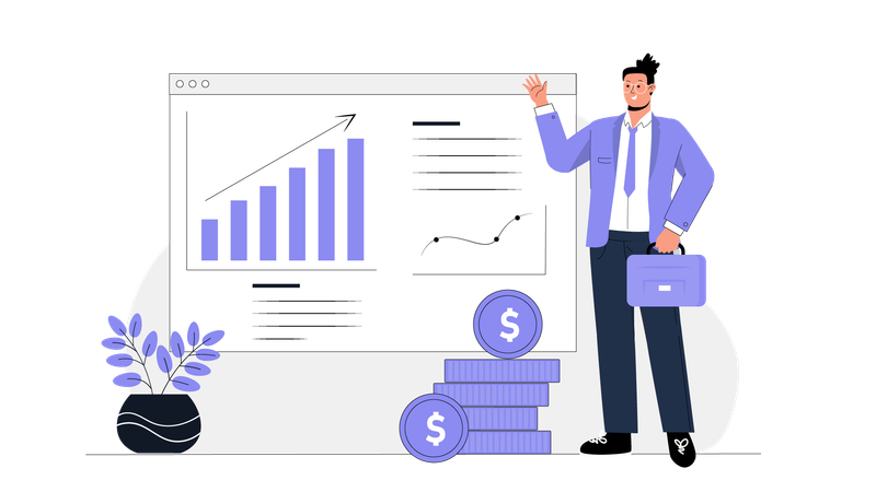 Businessman showing financial growth  Illustration