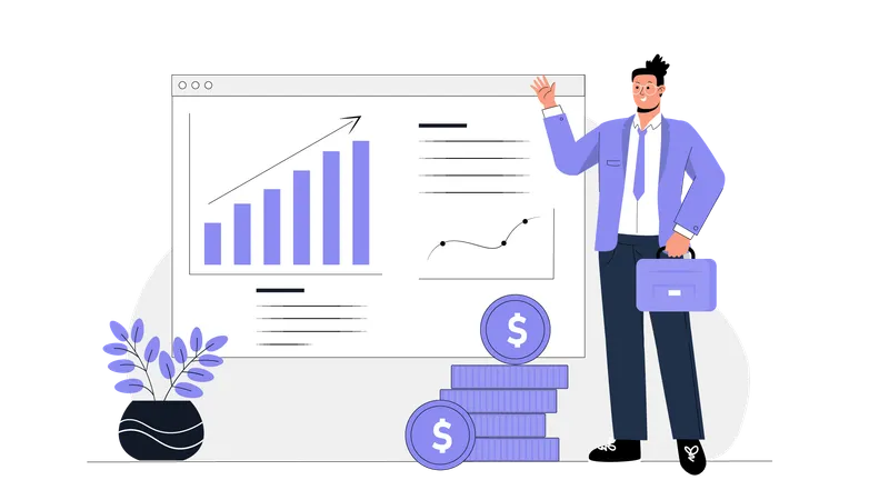 Businessman showing financial growth  Illustration