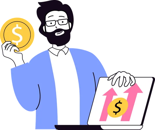 Businessman showing financial growth  Illustration