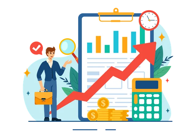 Businessman showing financial growth report  Illustration