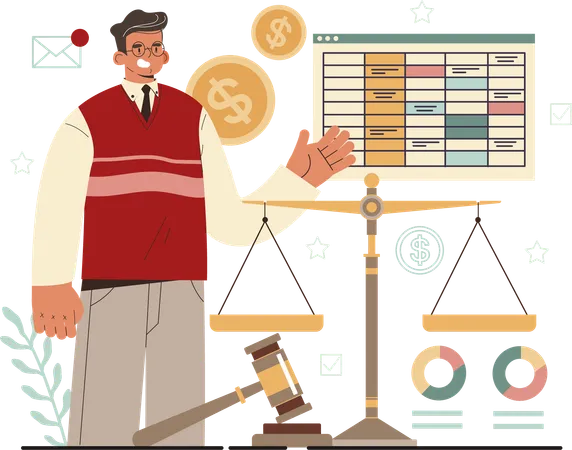 Businessman showing financial law  Illustration