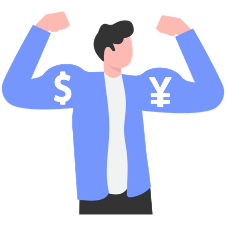 Businessman showing financial power  Illustration