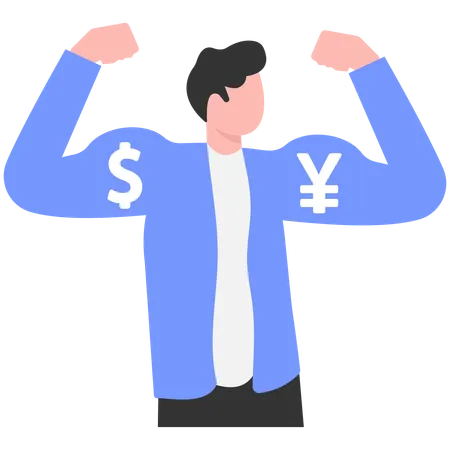 Businessman showing financial power  Illustration