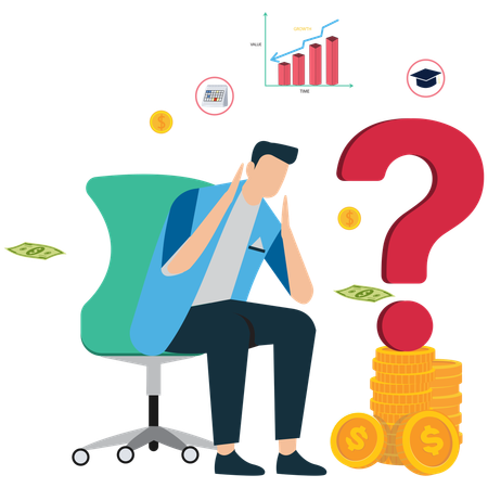 Businessman showing Financial problem and stress  Illustration