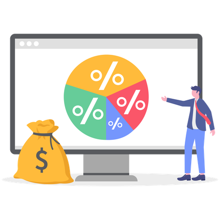 Businessman showing financial report  Illustration