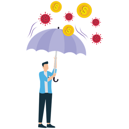 Businessman showing Financial Safety in Economic Crisis  Illustration