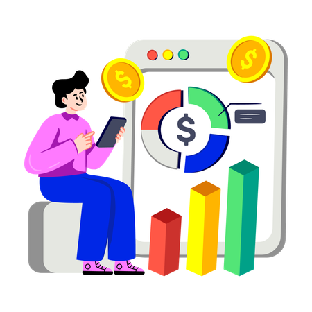 Businessman showing  Financial Statistics  Illustration