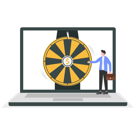 Businessman showing Financial Wheel of Fortune  Illustration