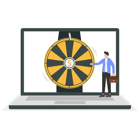 Businessman showing Financial Wheel of Fortune  Illustration