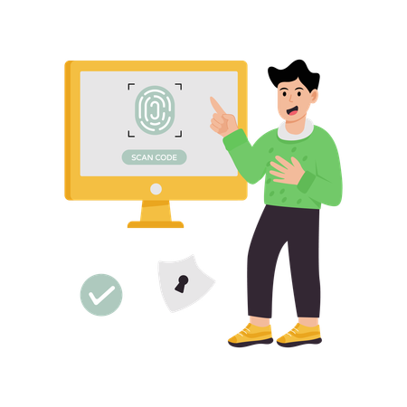 Businessman Showing Fingerprint Scanning  Illustration