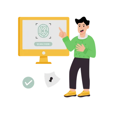 Businessman Showing Fingerprint Scanning  Illustration