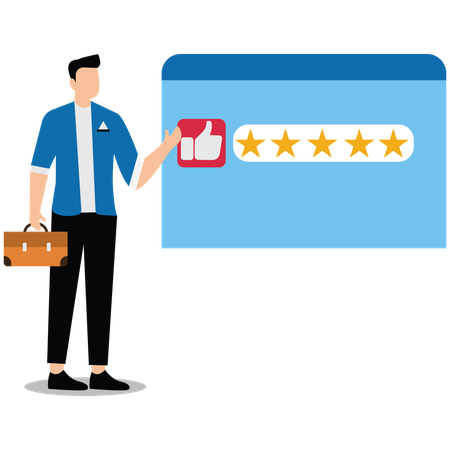 Businessman showing Five star rating  Illustration