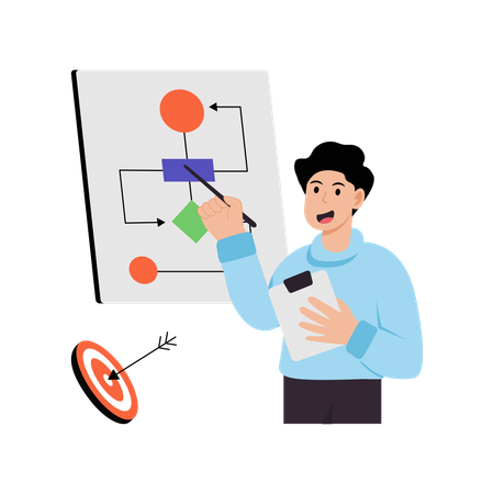 Businessman showing Flow Chart  Illustration