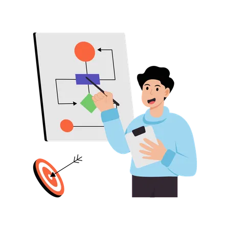 Businessman showing Flow Chart  Illustration