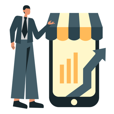 Businessman showing Gadget Growth Approach  Illustration