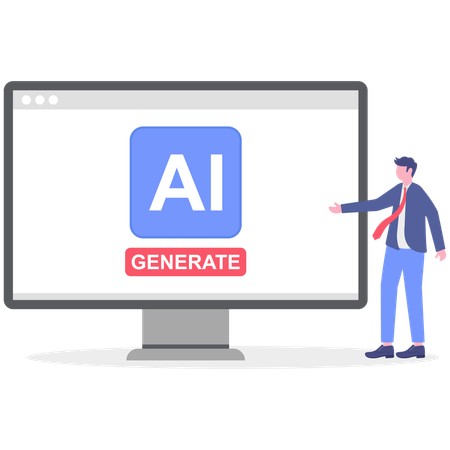 Businessman showing Generative AI model training  Illustration