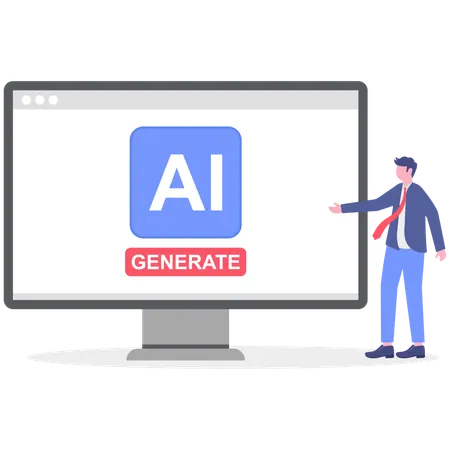 Businessman showing Generative AI model training  Illustration