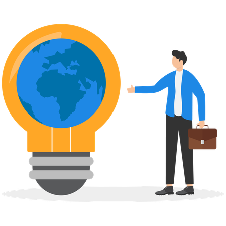 Businessman showing global idea  Illustration