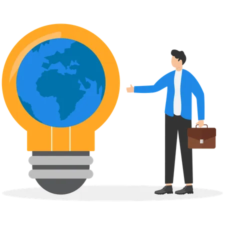 Businessman showing global idea  Illustration