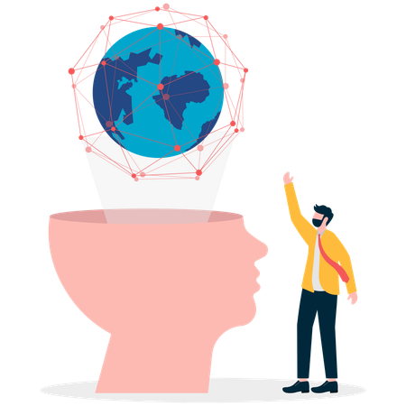 Businessman showing global network  Illustration